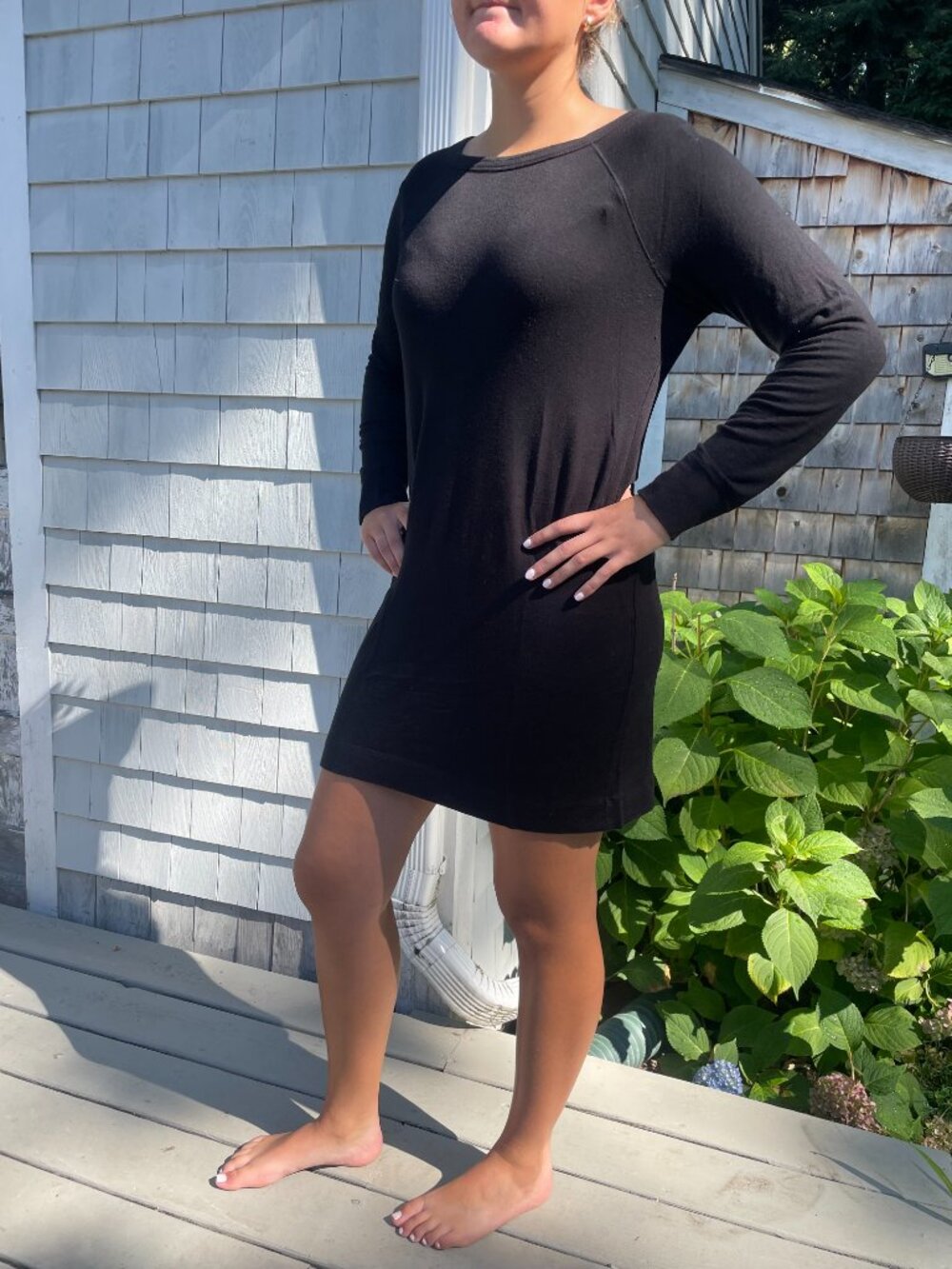 Lou and Grey Long-Sleeve Black Knit Dress - M